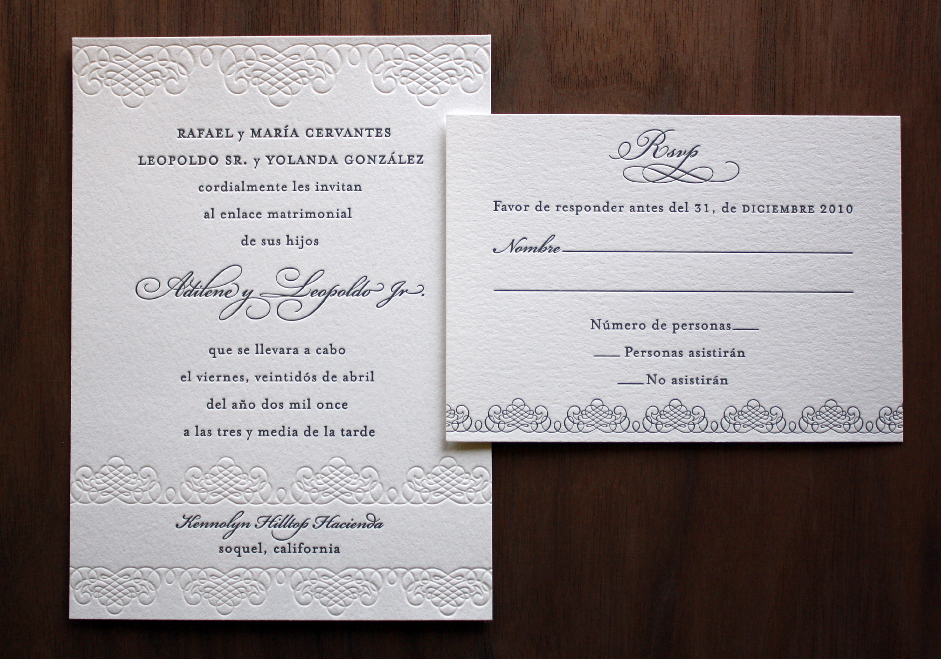 Spanish Language Wedding Invitation  Paper Monkey Press
